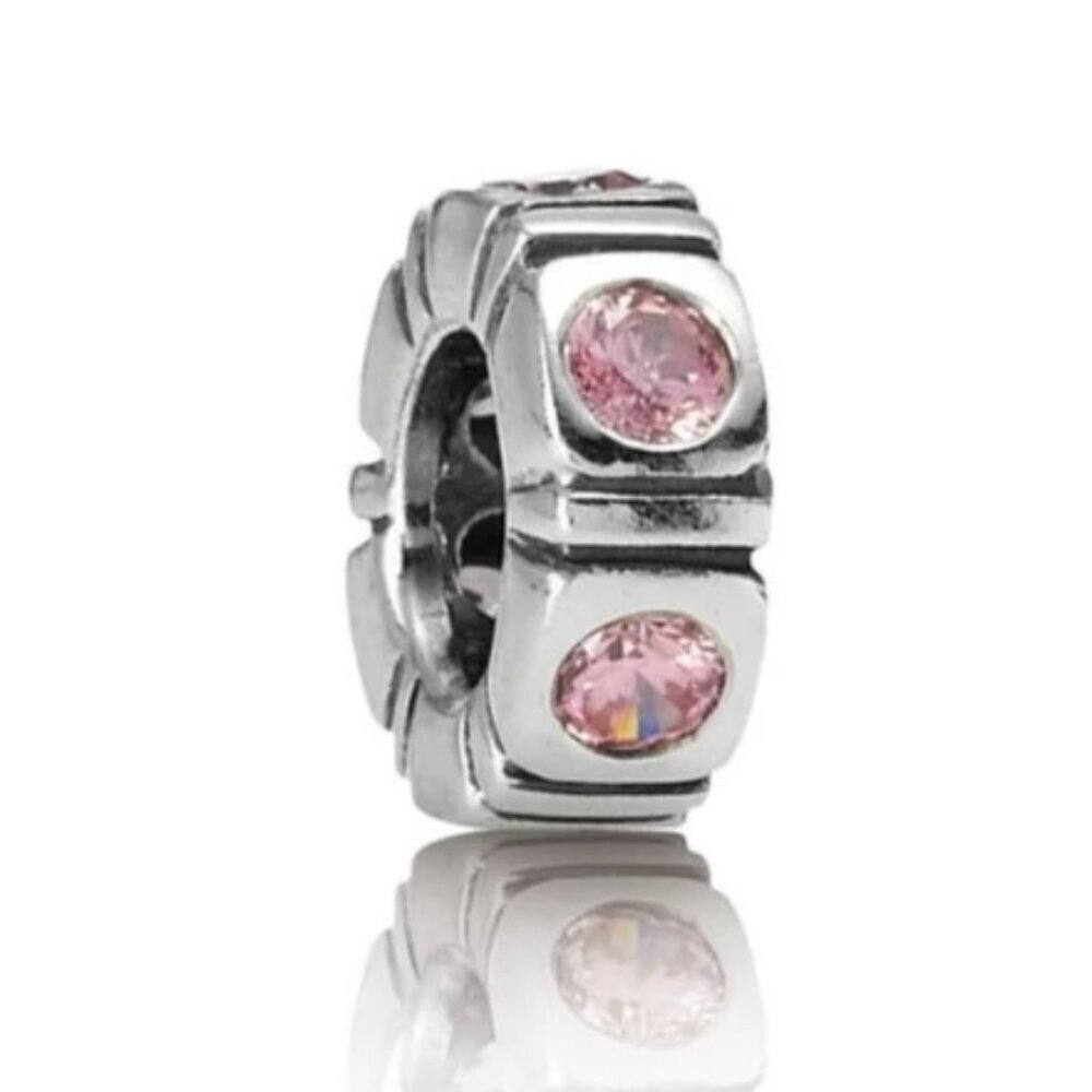 Pandora Trinity CZ Pink Spacer Charm - Picture 1 of 2